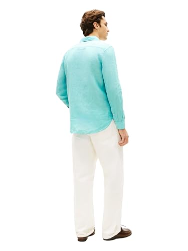 Image of Tommy Hilfiger Men's Long Sleeve Casual Linen Button Down Shirts in Regular Fit