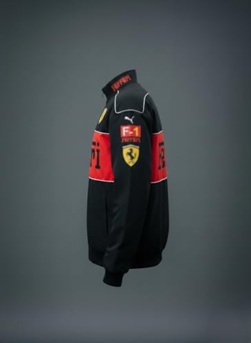Image of Koverify F1 Jacket /Black & Red Racing Jacket Motorsport Streetwear Zipper Jacket For Unisex