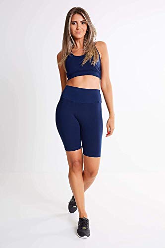 Conjunto Fitness Academia Ginástica Ciclistas Top e Bermuda Suplex (M, Azul Marinho)