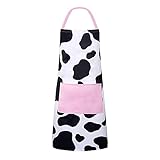 RosieLily Cute Apron Cow Apron for Women Kitchen Apron with Pockets for Cooking Baking Gardening...