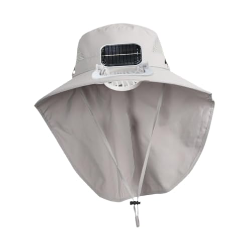 Children Outdoor Hat with Solar Fan Rechargeable Breathable Versatile Cooling Hat for Boys Girls Fashionable- Light Gray