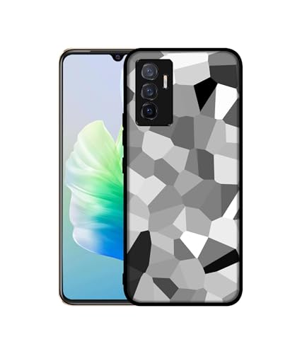 Image of Black & White Mathematical Shape Design Premium 2D Printed Metal Back Case Cover for Vivo V23E 5G / Y75 4G