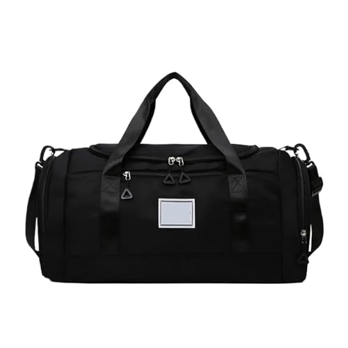 Traveling Bag Large Capacity Pure Cotton Canvas Leather Bags Retro Bag Sports Camping Backpack(Black)