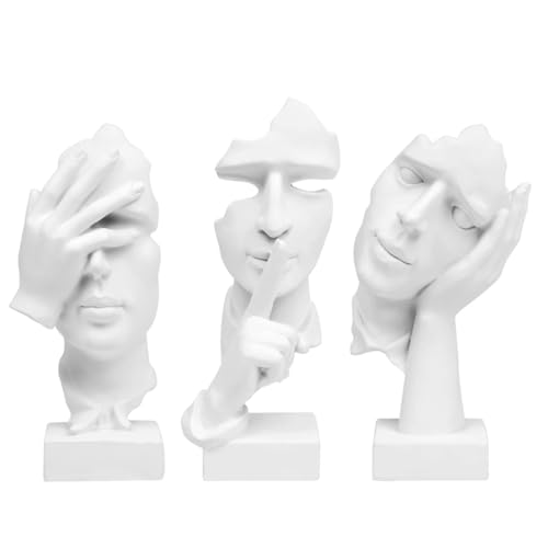 GZDDYUMYJX Statue de penseur 3 pièces, Le Silence est en Or Figurine d’Art Abstrait, Sculptures en résine de Maison Moderne Objets décoratifs Décor pour...
