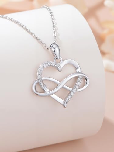 ZBA Natural Diamond Infinity Heart Necklace for Women S925 Sterling Silver Infinite Love Jewelry Gifts (Color F-G/Clarity I1-I2)4
