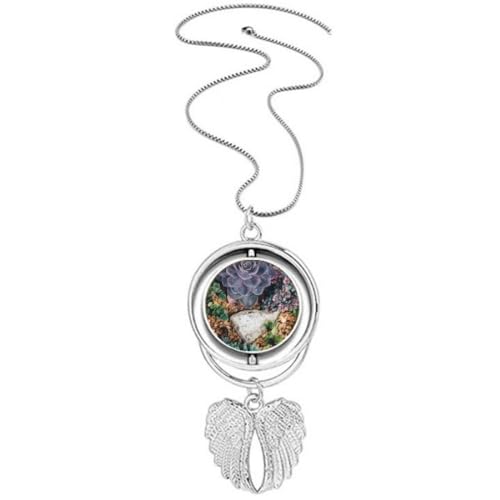 Pendentif ailes d'ange et fleur sur chaîne | Collier tendance et ajustable pour toutes les saisons