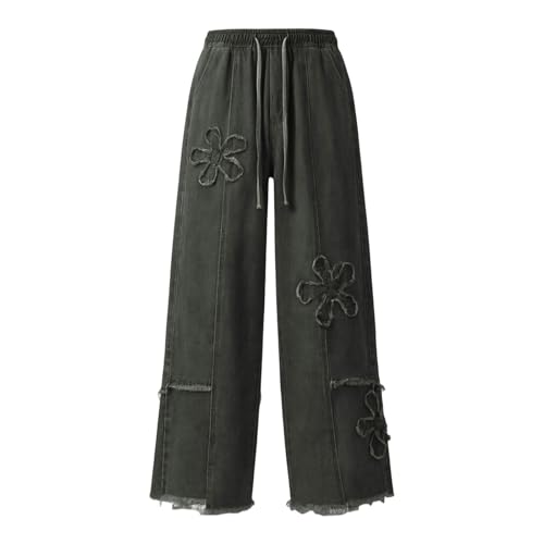 Pantalones vaqueros holgados patchwork de estrellas y cintura elástica 6