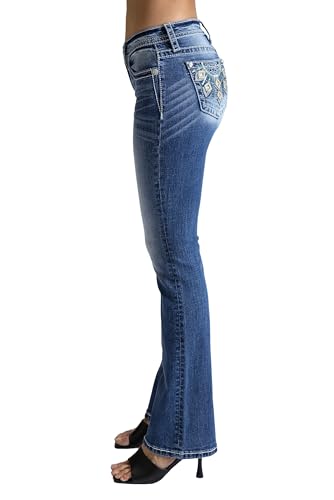 Miss Me Women's Diamond Dreamcatcher Applique Mid-Rise Bootcut Jeans3