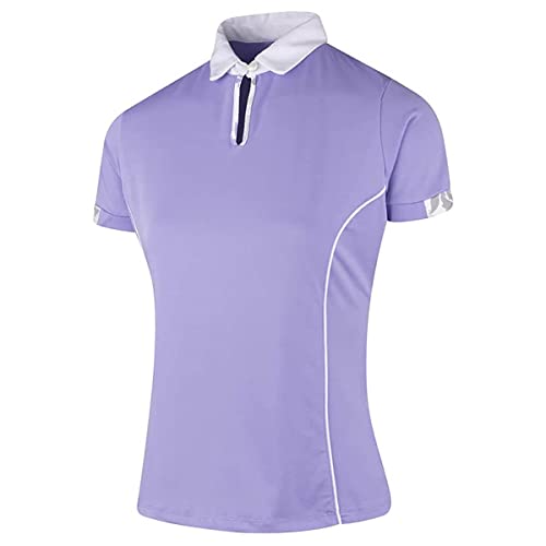 Island Green IGLTS2054 Ladies Golf UV Protection Floral Print Wicking Breathable Short Sleeved Polo Shirt Top, Lavender/White, X-Large
