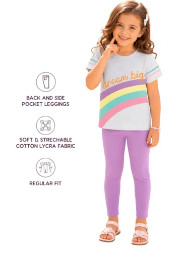 Image of Pilolo Kids Soft Cotton Lycra Solid Ankle Pocket Leggings for Girls