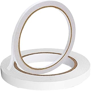 iJiZuo 2 Rolls Double Sided Tape, 2 Sizes Adhesive Sticky Craft Tape, 5mm x 20m + 8mm x 20m, Double Sided Tape Self-Adhesive Tape for Sewing, Crafts, Handwork, Gifts, Photos, Documents