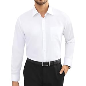 Alimens & Gentle Mens Dress Shirts Long Sleeve Wrinkle Free Stretch Cotton Big Tall Button Down Shirts