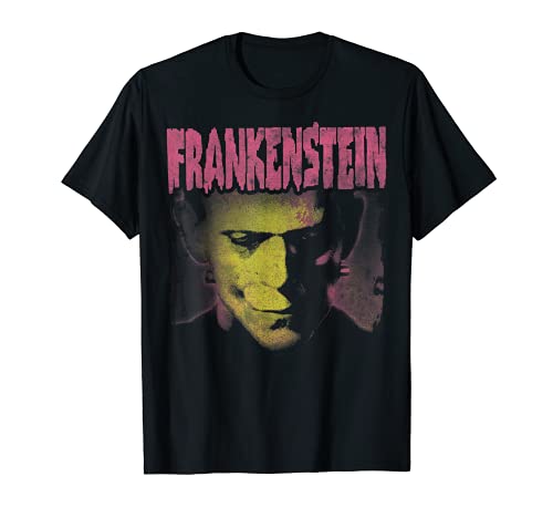 Universal Monsters Distressed Frankenstein Portrait Logo Camiseta