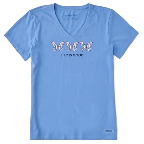 Life is Good Women's Crusher Tee Shirt, Short Sleeve Cotton Graphic T-Shirts, Tie Dye Butterfly
