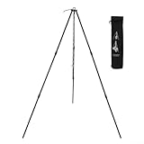 Aluminium Lagerfeuer Kochen Stativ Verstellbarer Topfständer für Outdoor Feuer Unterstützung Wandern Kochgeschirr Aufhänger Hinterhof Lagerfeuer Rack Tragbar Heavy Duty 105cm Schwarz (Schwarz)