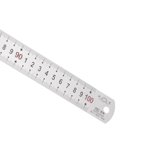 Règle en acier inoxydable 1m x 1,3 pouces double lecture pour mesure et design