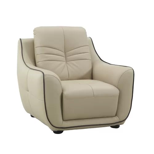 INLENDISH Halley Leatherette 1 Seater Off White Comfortable and Luxury Arm Chair for Living Room