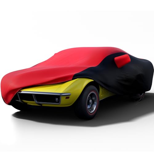Image of KAKIT Waterproof Car Cover Custom Fit for 1968-1982 C3 Stingray, UV Resistant Fade-Proof Cover for Chevy Corvette, Indoor & Outdoor Use (Red & Black Combo)