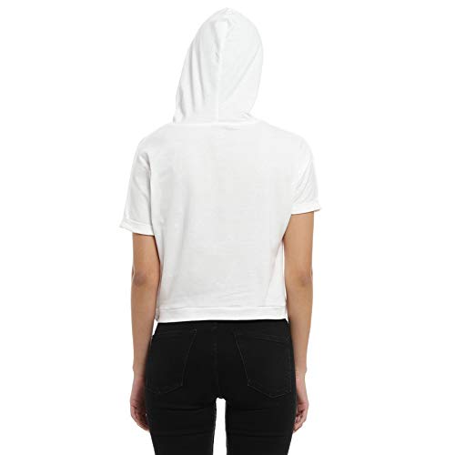 Image of PINACOLADA Women's Hooded Cropped Top for Casual Wear | Crew Neck | Short Sleeve |Poly Cotton Top Crafted with Regular Sleeve & Comfort Fit for Everyday Wear