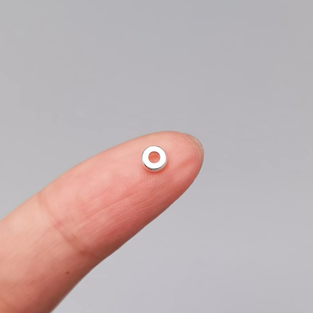 INSPIRELLE 100pcs Heishi Beads 4mm Long-Lasting Disc Brass Rondelle Spacer Beads Silver Plated Flat Round Shape Jewelry Metal Spacers for Bracelet Necklace Jewelry Making - Image 3