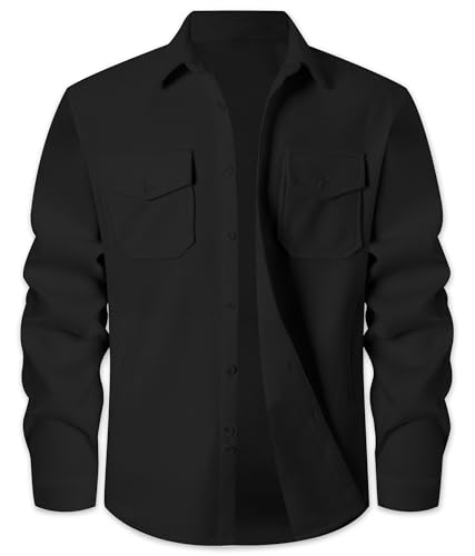 Image of Cromoncent Mens and Boys Flannel Shirt Jacket Casual Button Down Shacket