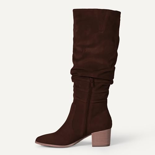 Amazon Essentials Damen Hohe Stiefel Mit Blockabsatz, Dunkles Toffee Braun, 40 EU