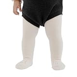Baby Girl Tights Fuzzy Fleece Footed Seamless Soft Cotton Leggings Plain Thick Winter Warm (Beige, 6-12 months)