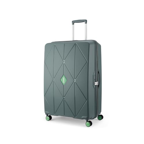 Image of American Tourister Qubiz | Check-in Trolley Bag (68 cm) | 360 8 Wheel Travel Luggage | Hard Case Polypropylene Suitcase | Recessed Combination Lock | Green