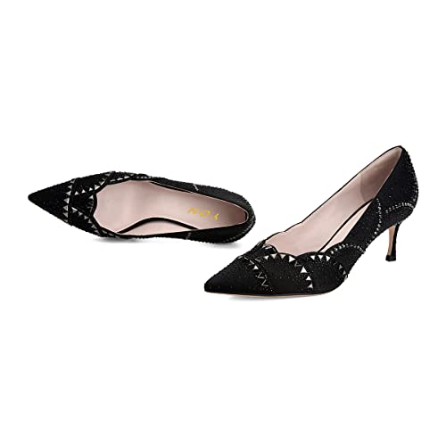 YDN Women's Classic Pointy Toe Kitten Pumps Slip-on Suede Low Heel D'Orsay Shoes Formal2