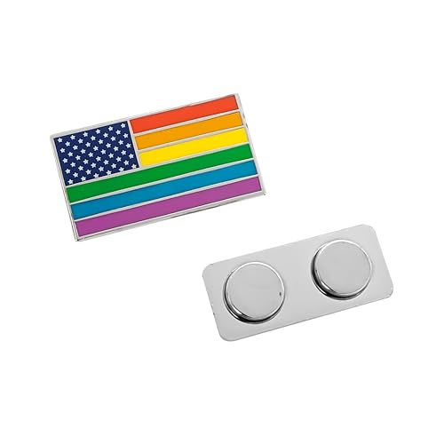 American USA Rainbow Gay Pride Flag Enamel Lapel Pin with Magnetic Backing for jacket, backpack, memorial, clothes, bag, shirt (1)