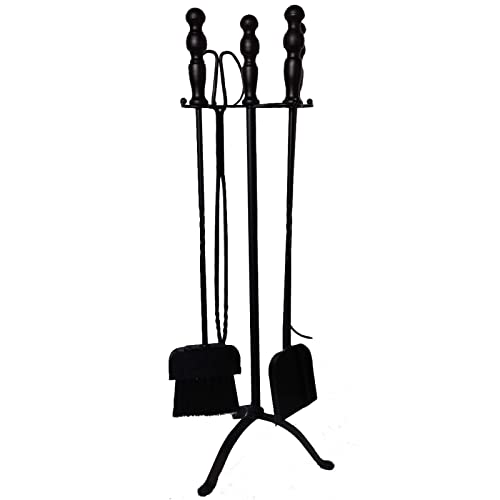 A1DFDFGOQSFG 75Cm Tall Heavy Duty Fireplace Tools Set Wrought Iron Black Fire Place Toolset with Poker Shovel Tongs Brush Stand for Outdoor/Indoor Chimney Hearth Stove Fire Pit