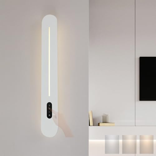 Aplique de pared para dormitorio con luz regulable y diseño moderno en acrílico blanco