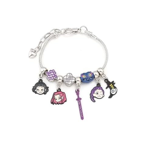 SONGCHANGJEWELRY Witch Hunters Guild Bracelet – Featuring Rumi, Mira & Zoey with Enamel Sword and Cat Charms – Gothic Fantasy Snake Chain Alloy Bracelet for Fans & Collectors Cover