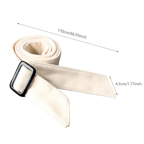 Qianly Women Wool Overcoat Waist Belt Portable Replacement Belt for Shopping Commuting, Beige White2