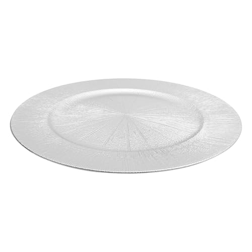 50 Platos Cargadores Plásticos Ronda 13'' Plateados miniatura 7
