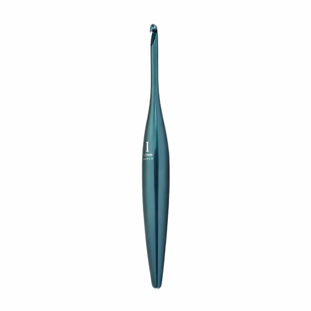 Furls Crochet Hook, Tempest Blue Streamline Metal, Ergonomic Handle Crochet Hooks 7" (Polished, H - 5.00MM) โ image 1