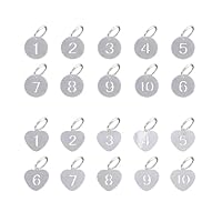 EHDWXVZM 20 Stück Digitale Nummernschilder, Liebe, Runde Nummernschilder, Nummer 1–10 Hangtags, Edelstahl-Nummernschilder, Nummerierte Schlüsselanhänger, Nummernschild-Anhänger