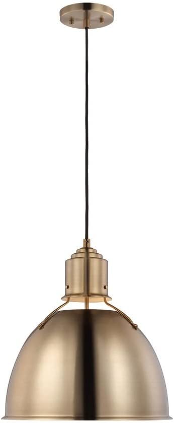 Sea Gull Lighting Huey-1 Light Medium Pendant-15 Inch Wide by 15.75 Inch high-Satin Brass Finish-Incandescent Lamping Type -Traditional