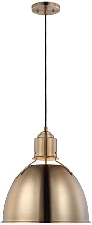 Sea Gull Lighting Huey-1 Light Medium Pendant-15 Inch Wide by 15.75 Inch high-Satin Brass Finish-Incandescent Lamping Type -Traditional