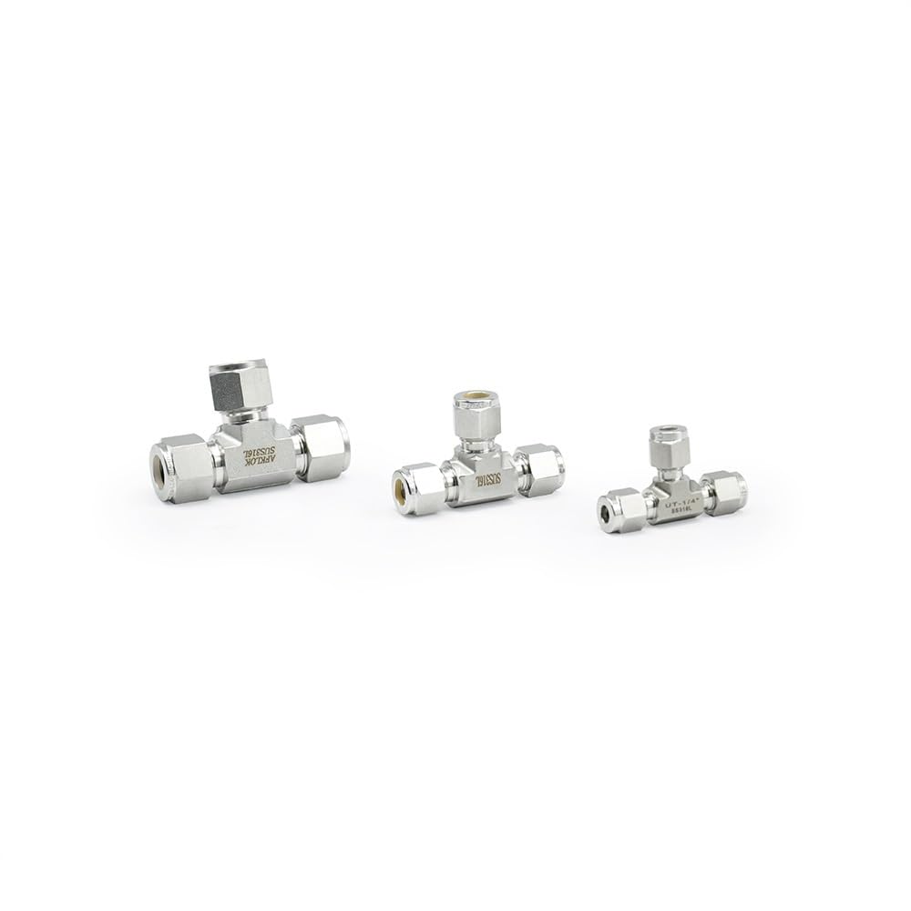 1pc Union Tees 6mm 8mm 10mm 12mm 14mm Stainless Steel SS316 Union tee Double Ferrule Fitting Metric Tube Fittings(6mm) Brass Hose