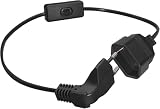 2-Pin EU Power Extension Cable Cord with Switch, Toptekis European EU 2-Prong VDE Bend Angle 90 Degree Male to Female (Elbow, Black, 1ft/0.3m)