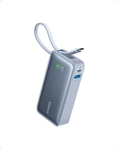 Image of Anker Nano Power Bank, 10,000mAh Portable Charger with Built-in USB-C Cable, 30W Recharging, 30W Max Output with USB-C&A, for iPhone 16 /15 Series, MacBook, Galaxy, AirPods, and Mo