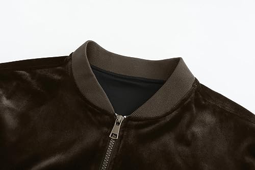 Image of Mens Faux Suede Bomber Jacket Varsity Jacket Windbreaker Vintage Casual Lightweight Leather Coats Jackets