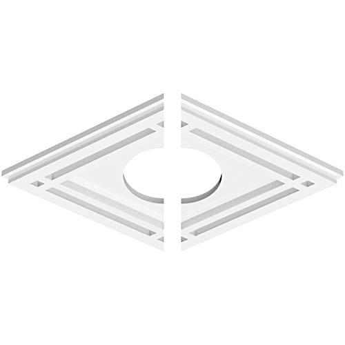 Image of Ekena Millwork CMP16X10DD2-04000 Diamond Architectural Grade PVC Contemporary, Two Piece Urethane Ceiling Medallions 16 inchW x 10 5 /8 inchH x 4 inchID x 5 1 /2 inchC x 1 inchP