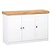 Produktbild Homestyle4u 2229 Kommode Sideboard Eiche Matt Weiß Holz Massiv Schrank Mit Fächern Highboard Anrichte