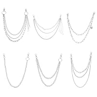 6 Stück Hosenkette, Jeanskette Hosen Kette Punk Hip Hop Hosenkette Set, Hosenkette Herren, Hosenkette Damen(37-47cm /14.57-18.5inch) Gürtel Kette Hosenkette Für Damen Männer