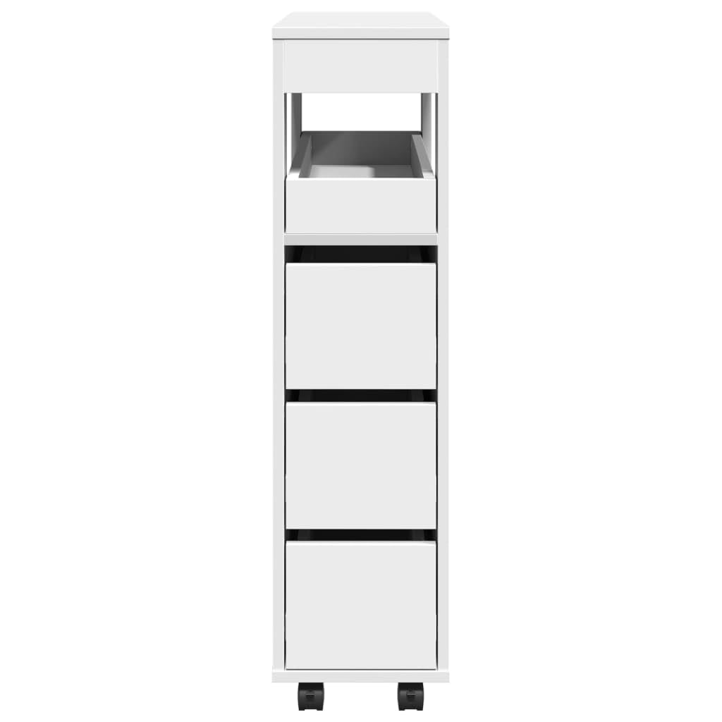 Mobile Bagno Stretto con Ruote Bianco 65x23x90 cm Truciolato