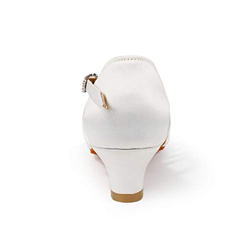 TINRYMX Latin Dance Shoes for Girls Low Heels Tango Salsa Ballroom Shoes4