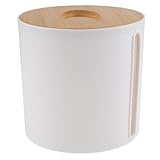 GARVALON Porta Rotolo Carta Igienica Coperchio in Bambù Dispenser Rotondo per Fazzoletti da Bagno Contenitore Verticale Salvaspazio Resistente e Riutilizzabile per Cucina e Bagno