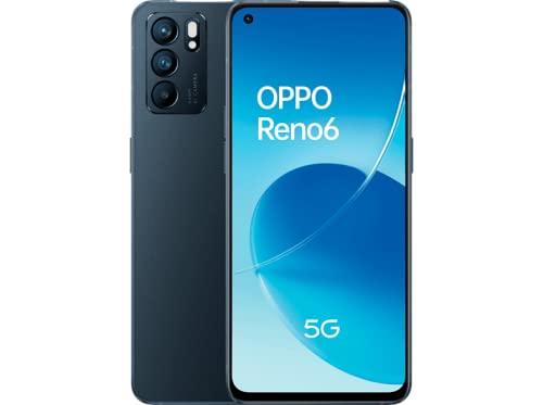 OPPO Reno 6 5G - ロック解除済み携帯電話、8GB+128GB、64+8+2+32 MP カメラ、Android スマートフォン、4300mAh バッテリー、65W 高速充電、デュアル SIM - ブラック